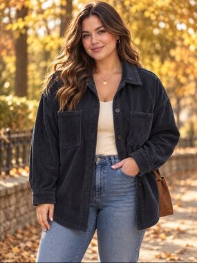 Matty M Women’s Dark Green Corduroy Shirt Jacket